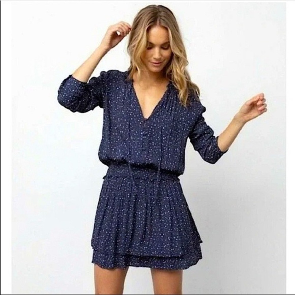 Rails Jasmine Navy Nova Star Print Mini Dress Lon… - image 2
